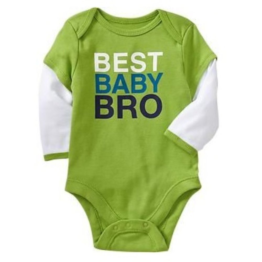 🎉 OLD NAVY Best Baby Bro Long Sleeve Onesie, size 3-6m